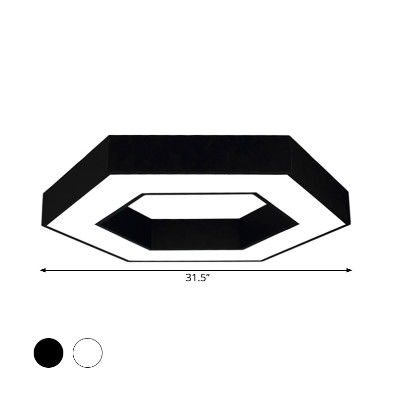Hexagon LED Flush Ceiling Light Contemporary Acrylic Living Room Flushmount in Black/White, 16"/19.5"/31.5" W Clearhalo 'Ceiling Lights' 'Close To Ceiling Lights' 'Close to ceiling' 'Flush mount' Lighting' 1904354