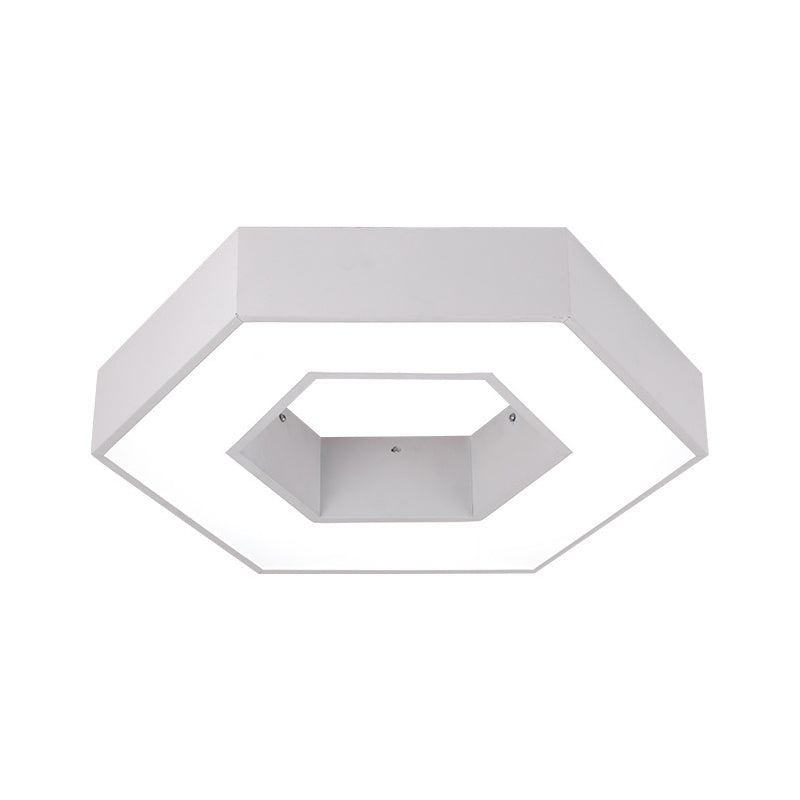 Hexagon LED Flush Ceiling Light Contemporary Acrylic Living Room Flushmount in Black/White, 16"/19.5"/31.5" W White Clearhalo 'Ceiling Lights' 'Close To Ceiling Lights' 'Close to ceiling' 'Flush mount' Lighting' 1904355