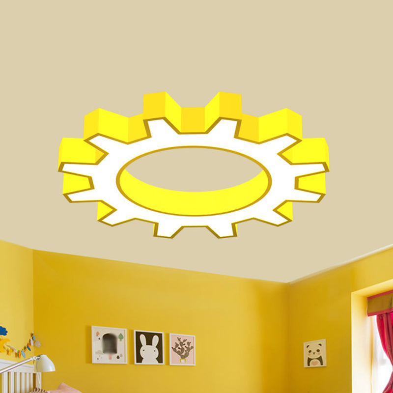 Acrylic Gear Flush Mount Ceiling Light Cartoon LED Flush Mounted Lamp in Yellow/Blue, 16"/19.5"/23.5" Wide Clearhalo 'Ceiling Lights' 'Close To Ceiling Lights' 'Close to ceiling' 'Flush mount' Lighting' 1906932