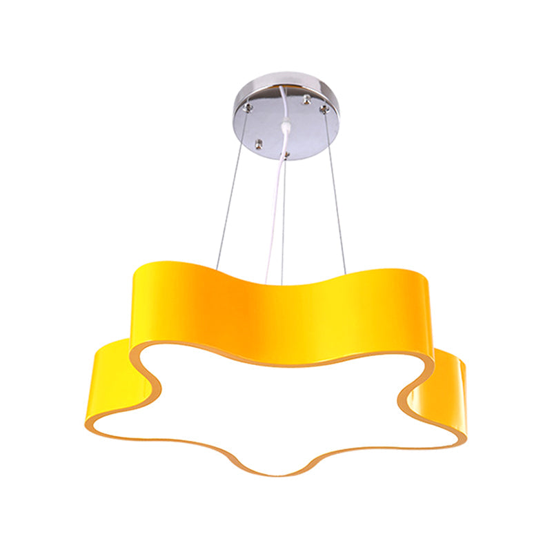 Child Care Centre LED Hanging Light Kids Red/Green/Yellow Finish Drop Pendant with Star Acrylic Shade, 11"/15" W Yellow Clearhalo 'Ceiling Lights' 'Chandeliers' Lighting' options 1906962_0001c21a-d346-4e49-9e70-f786a6fa4d85