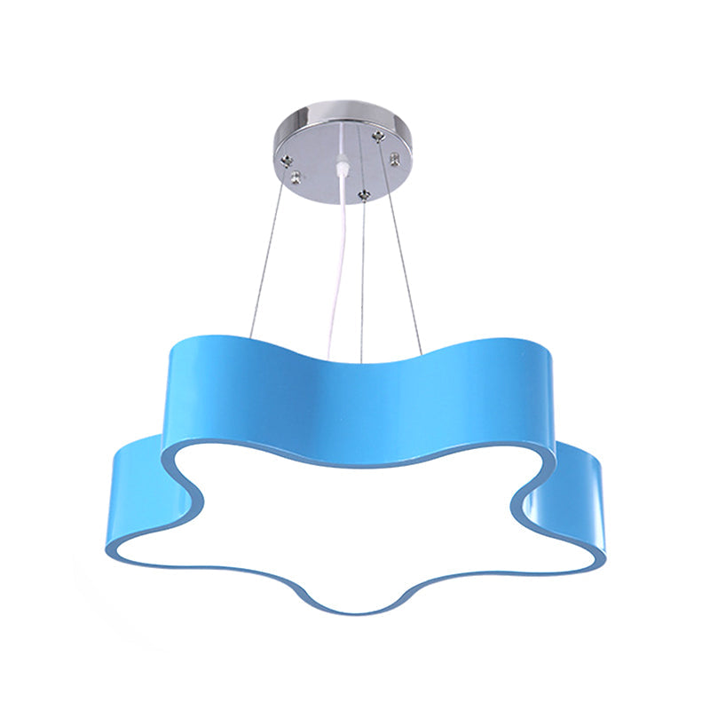 Child Care Centre LED Hanging Light Kids Red/Green/Yellow Finish Drop Pendant with Star Acrylic Shade, 11"/15" W Clearhalo 'Ceiling Lights' 'Chandeliers' Lighting' options 1906963