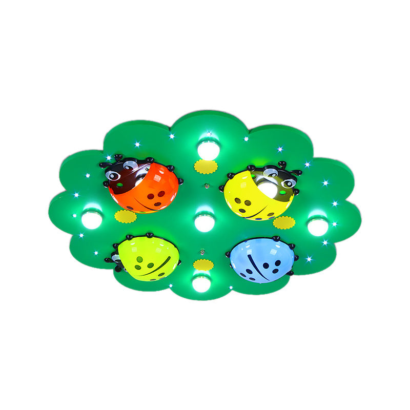Bug Kid Bedroom Flush Mount Ceiling Fixture Metal Cartoon Ceiling Fixture in Green Clearhalo 'Ceiling Lights' 'Close To Ceiling Lights' 'Close to ceiling' 'Flush mount' Lighting' 190755