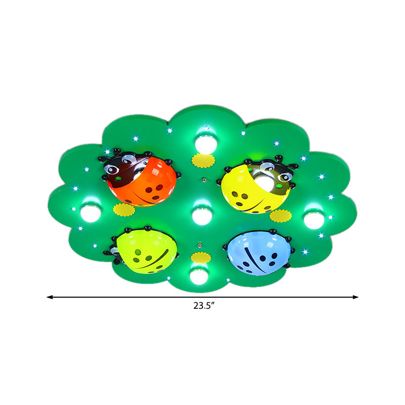 Bug Kid Bedroom Flush Mount Ceiling Fixture Metal Cartoon Ceiling Fixture in Green Clearhalo 'Ceiling Lights' 'Close To Ceiling Lights' 'Close to ceiling' 'Flush mount' Lighting' 190756