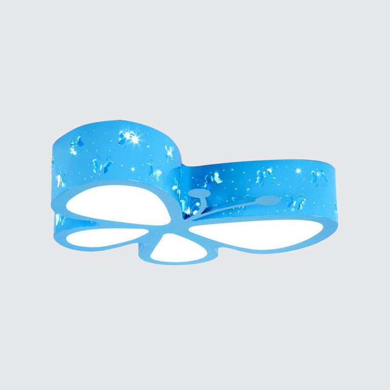 Pink/Blue/Orange Butterfly Ceiling Fixture Kids LED Acrylic Flush Mount Recessed Lighting, Warm/White Light Clearhalo 'Ceiling Lights' 'Close To Ceiling Lights' 'Close to ceiling' 'Flush mount' Lighting' 1907914