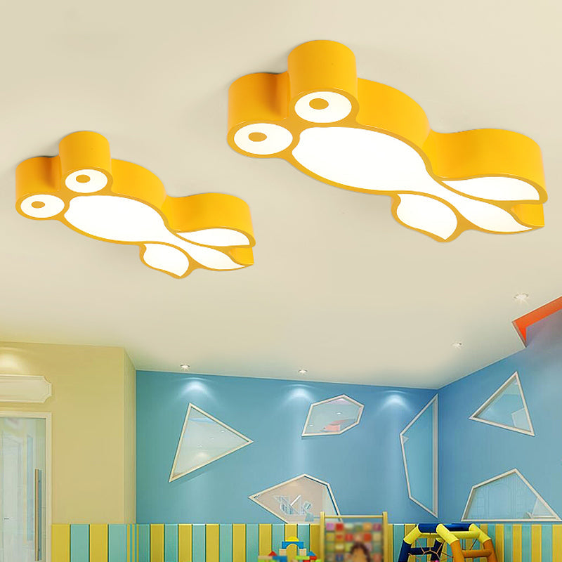 Simplicity LED Flush Mount Light Yellow/Blue Goldfish Close to Ceiling Lamp with Acrylic Shade Clearhalo 'Ceiling Lights' 'Close To Ceiling Lights' 'Close to ceiling' 'Flush mount' Lighting' 1908128