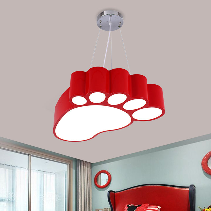 Foot Shape Ceiling Hang Fixture Simplicity Acrylic Yellow/Red/Green LED Chandelier Lighting for Nursery Red Clearhalo 'Ceiling Lights' 'Chandeliers' Lighting' options 1908276_627b7725-27b1-428b-acb0-600fdcd50538