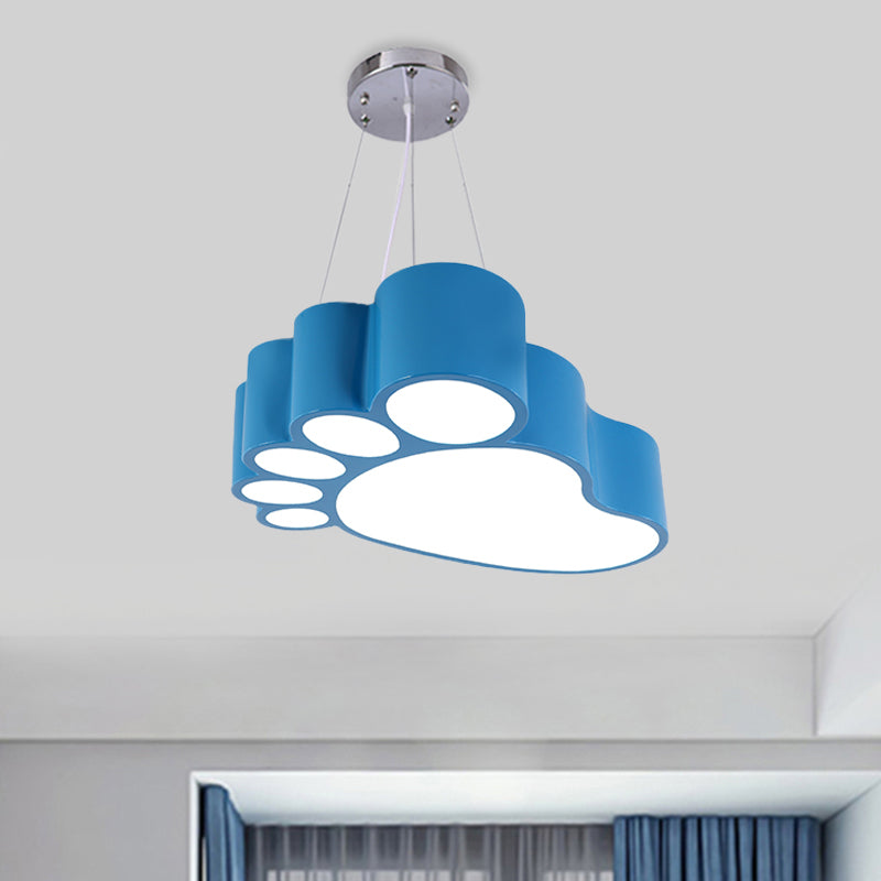 Foot Shape Ceiling Hang Fixture Simplicity Acrylic Yellow/Red/Green LED Chandelier Lighting for Nursery Blue Clearhalo 'Ceiling Lights' 'Chandeliers' Lighting' options 1908284_eb071735-20cb-4532-a6bb-e1839a39b42d