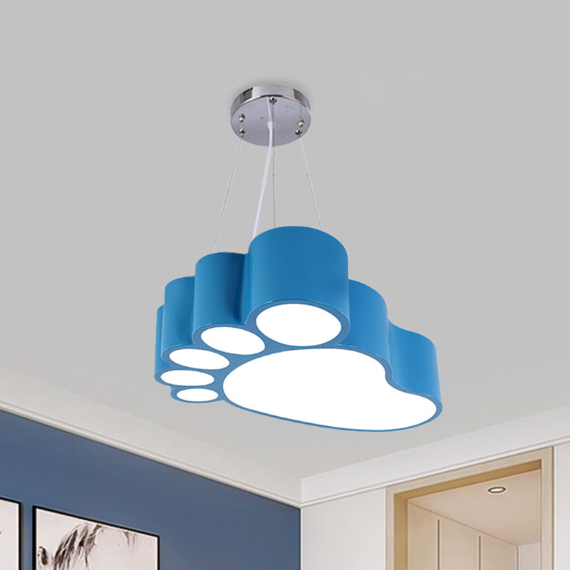 Foot Shape Ceiling Hang Fixture Simplicity Acrylic Yellow/Red/Green LED Chandelier Lighting for Nursery Clearhalo 'Ceiling Lights' 'Chandeliers' Lighting' options 1908285
