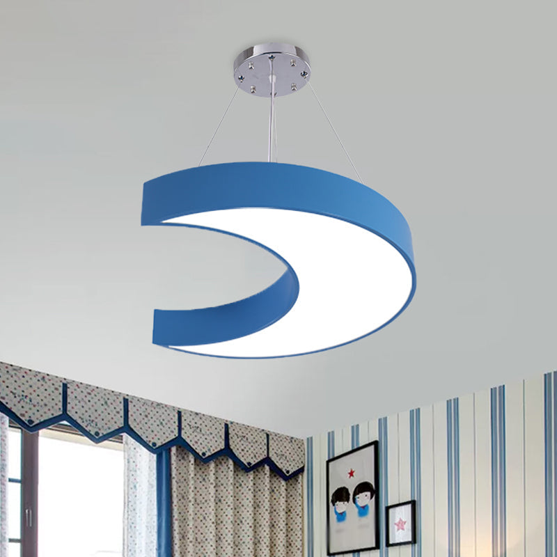 LED Corridor Ceiling Chandelier Creative Yellow/Blue Pendant Light with Crescent Acrylic Shade Clearhalo 'Ceiling Lights' 'Chandeliers' Lighting' options 1908368