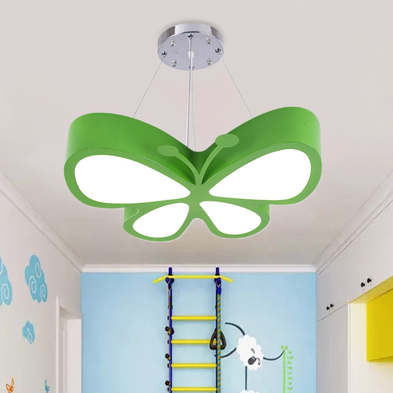 Kids Style Butterfly Chandelier Light Acrylic LED Hallway Ceiling Hang Fixture in Red/Blue/Yellow Green Clearhalo 'Ceiling Lights' 'Chandeliers' Lighting' options 1908480_0580977e-654e-4f3e-a172-a9b747863e60