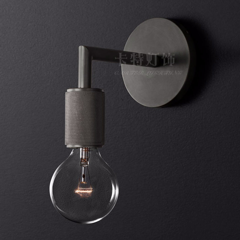 Bare Bulb Metal Wall Lighting Fixture Minimalist 1/2-Light Indoor Sconce Lamp in Black/Brass/Chrome with Square Arm 1.0 Black Clearhalo 'Wall Lamps & Sconces' 'Wall Lights' Lighting' 1908846
