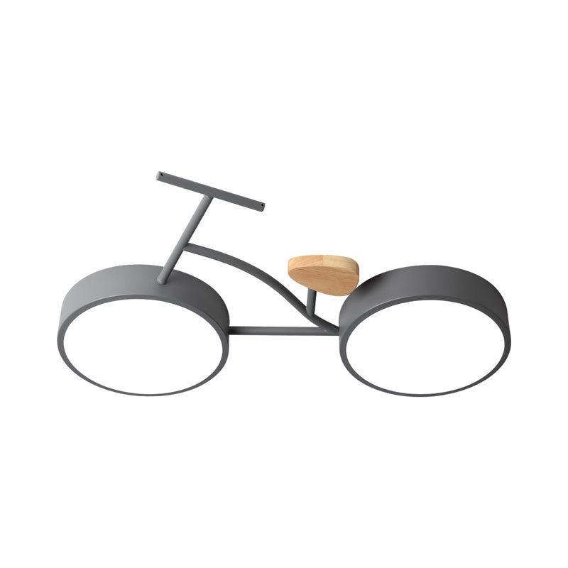 Bicycle Acrylic Ceiling Lamp Cartoon Grey/White/Green LED Semi Flush Mount Lighting in Warm/White Light for Kids Bedroom Clearhalo 'Ceiling Lights' 'Close To Ceiling Lights' 'Close to ceiling' 'Semi-flushmount' Lighting' 1909862