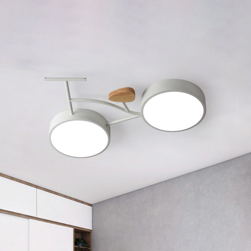Bicycle Acrylic Ceiling Lamp Cartoon Grey/White/Green LED Semi Flush Mount Lighting in Warm/White Light for Kids Bedroom White Clearhalo 'Ceiling Lights' 'Close To Ceiling Lights' 'Close to ceiling' 'Semi-flushmount' Lighting' 1909864
