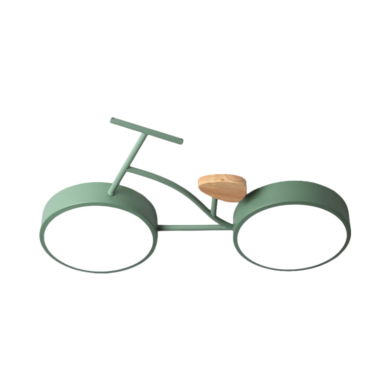Bicycle Acrylic Ceiling Lamp Cartoon Grey/White/Green LED Semi Flush Mount Lighting in Warm/White Light for Kids Bedroom Clearhalo 'Ceiling Lights' 'Close To Ceiling Lights' 'Close to ceiling' 'Semi-flushmount' Lighting' 1909870