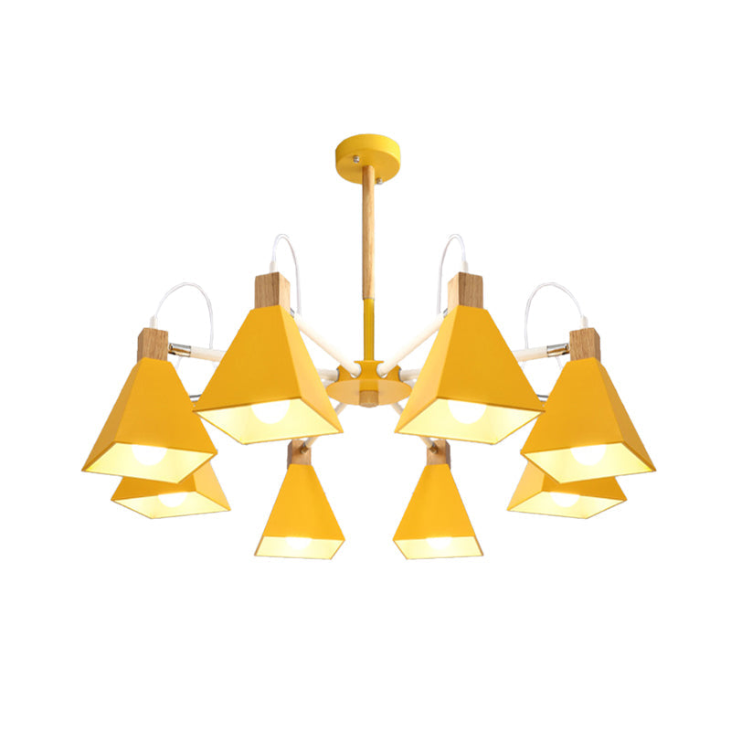 Triangle Living Room Hanging Metal 8 Lights Hanging Pendant fixture Clearhalo 'Ceiling Lights' 'Chandeliers' Lighting' options 191006
