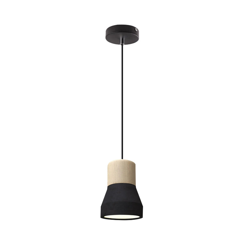 Cement Bottle Small Hanging Lamp Macaron Single Red/Grey/Green Ceiling Pendant Light with Wood Top Clearhalo 'Ceiling Lights' 'Pendant Lights' 'Pendants' Lighting' 1910282