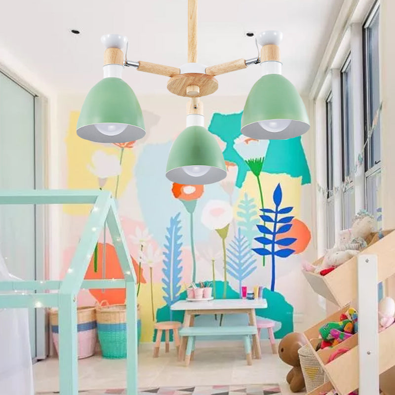 Chic Modern Hanging Pendant Lights with Dome 3 Bulbs Metal Hanging Lamp for Kid Bedroom Green Clearhalo 'Ceiling Lights' 'Chandeliers' Lighting' options 191028_83755d86-0824-4452-b4ee-39ff8237d977