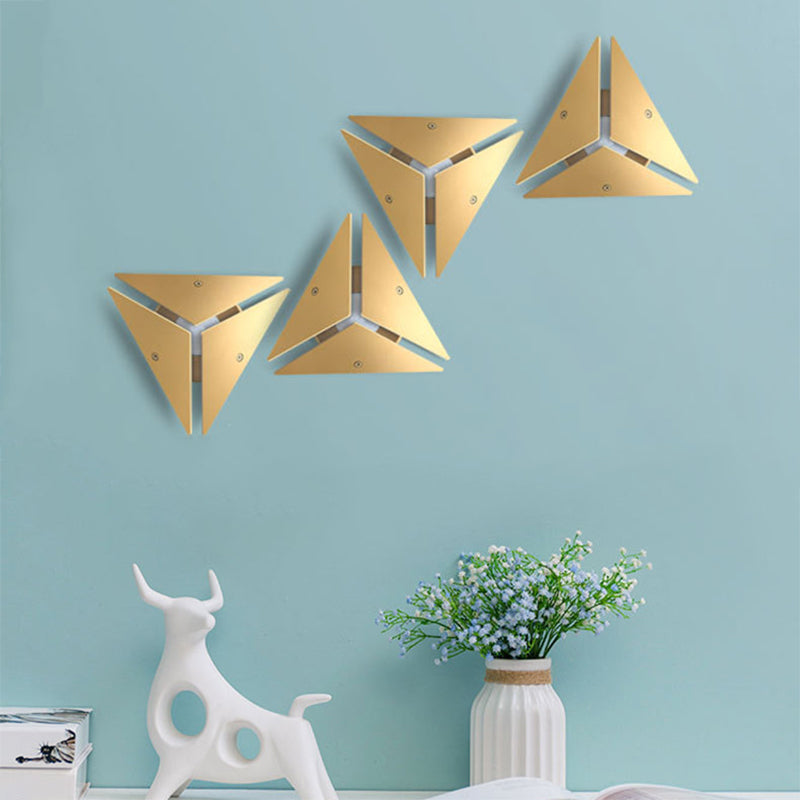 Simple Style Triangle Metal Wall Sconce Light Gold/Black/White LED Wall Light Fixture in Warm/White Light for Corridor Gold Clearhalo 'Cast Iron' 'Glass' 'Industrial' 'Modern wall lights' 'Modern' 'Tiffany' 'Traditional wall lights' 'Wall Lamps & Sconces' 'Wall Lights' Lighting' 1910619