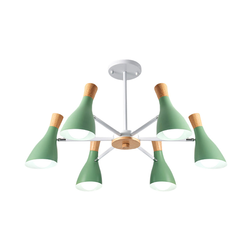 Cone Living Room Hanging Lights Metal 6 Bulbs Modern Style Chandelier Clearhalo 'Ceiling Lights' 'Chandeliers' Lighting' options 191130