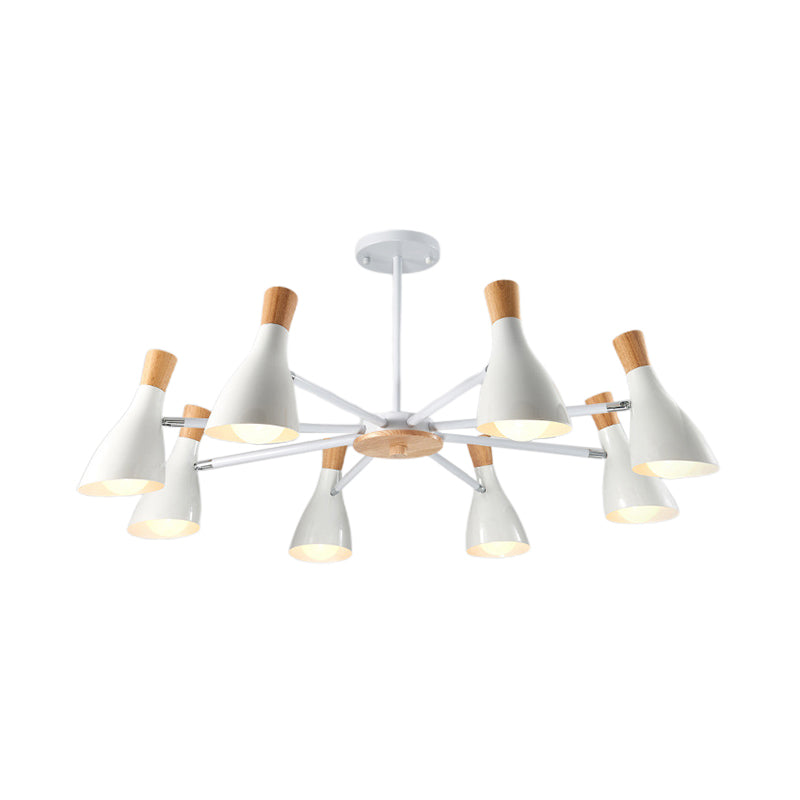Simple Style Conical Shade Hanging Ceiling Lamp 8 Bulbs Metal Hanging Chandelier for Living Room Clearhalo 'Ceiling Lights' 'Chandeliers' Lighting' options 191152