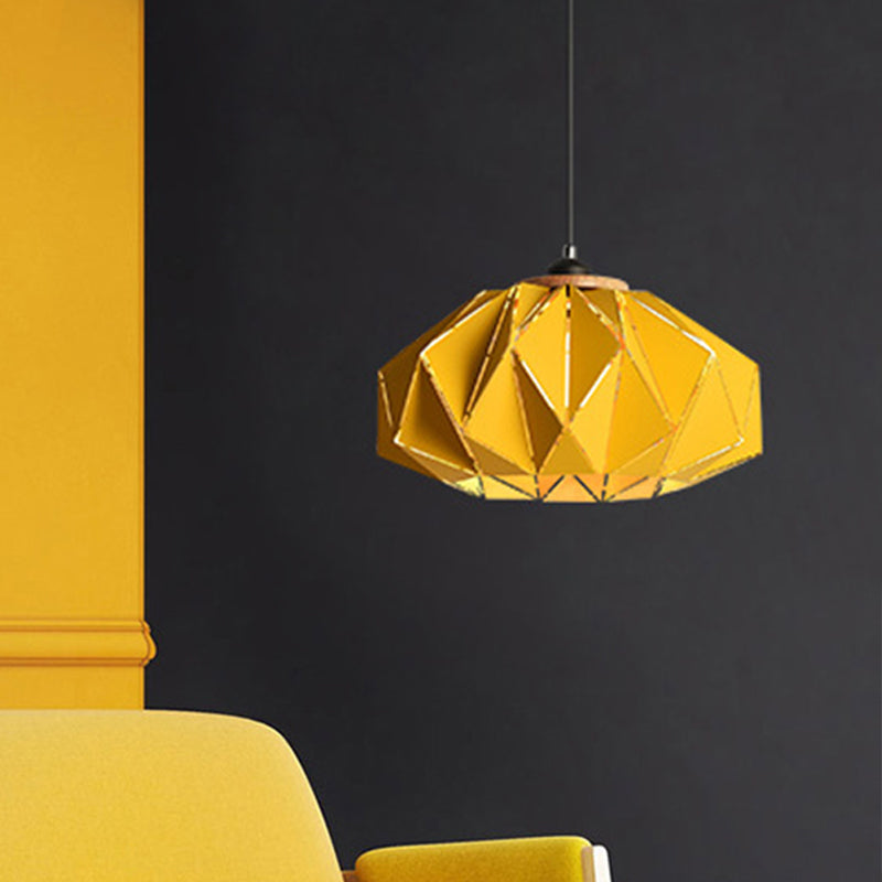 1 Head Restaurant Pendant Lamp Macaron Grey/Pink/Blue Ceiling Hanging Lantern with Laser Cut Iron Shade Clearhalo 'Ceiling Lights' 'Pendant Lights' 'Pendants' Lighting' 1911544