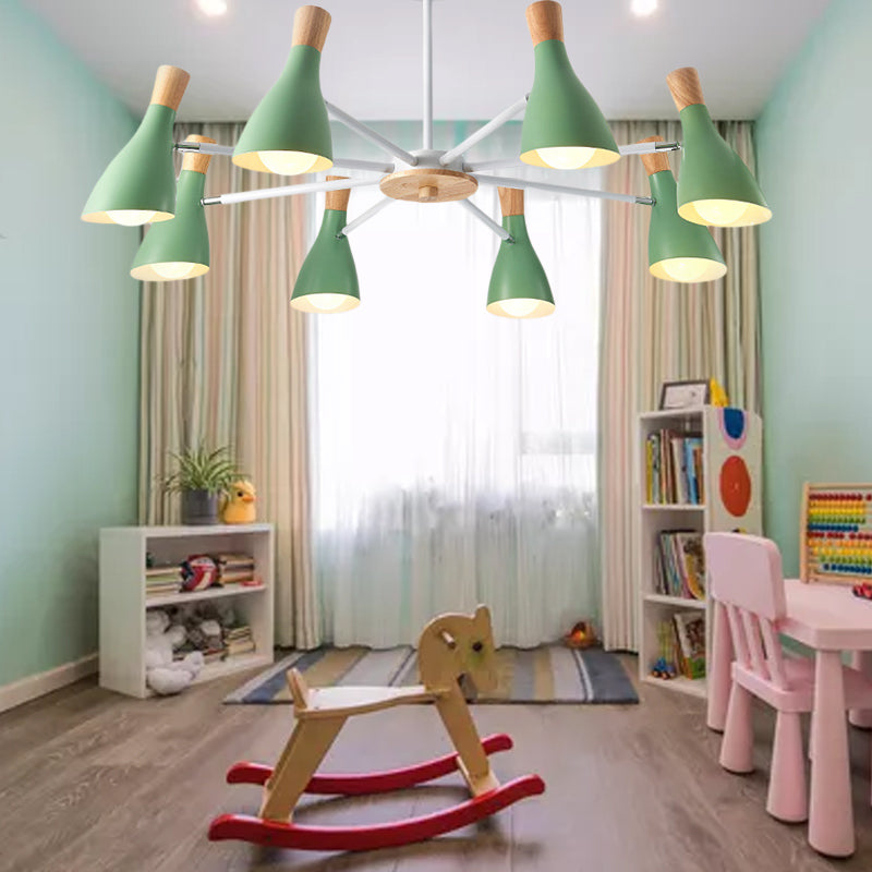 Simple Style Conical Shade Hanging Ceiling Lamp 8 Bulbs Metal Hanging Chandelier for Living Room Clearhalo 'Ceiling Lights' 'Chandeliers' Lighting' options 191159