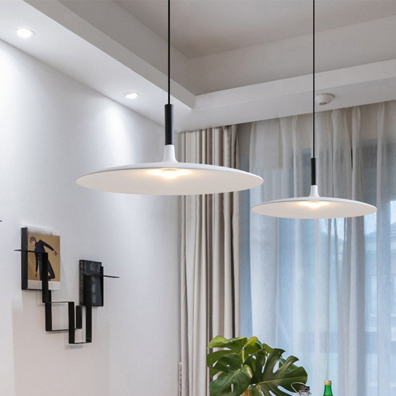 Flying Saucer Aluminum Hanging Light Nordic 1-Light Orange/Grey/White Ceiling Pendant for Dining Room White Clearhalo 'Ceiling Lights' 'Pendant Lights' 'Pendants' Lighting' 1911910_b507ed5e-e227-45b1-8613-e7f7ea71a106