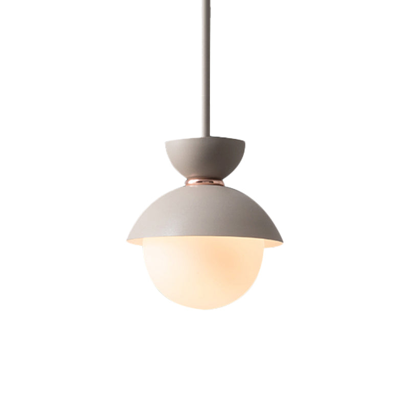 Hourglass Hanging Light Fixture Macaron Opal Glass 1 Bulb Blue/Pink/Grey Pendant Lighting for Restaurant Clearhalo 'Ceiling Lights' 'Pendant Lights' 'Pendants' Lighting' 1911951