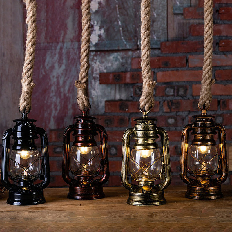 Copper/Gold/Bronze Kerosene Hanging Lamp Coastal Clear Glass 1 Bulb Bedside Pendulum Light with Rope Cord Clearhalo 'Art Deco Pendants' 'Black' 'Cast Iron' 'Ceiling Lights' 'Ceramic' 'Crystal' 'Industrial Pendants' 'Industrial' 'Metal' 'Middle Century Pendants' 'Pendant Lights' 'Pendants' 'Rustic Pendants' 'Tiffany' Lighting' 1912571