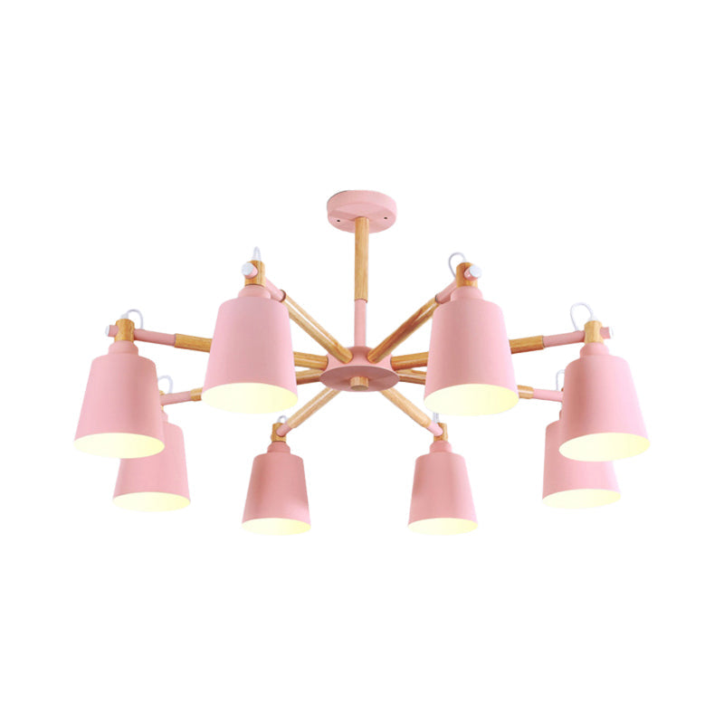 Tapered Shade Living Hanging Lamp Metal 8 Bulbs Modern Pendant Lighting Clearhalo 'Ceiling Lights' 'Chandeliers' Lighting' options 191292