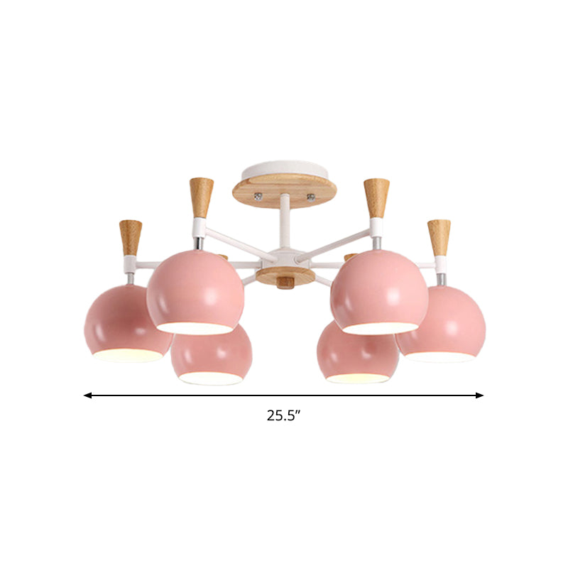 Metal Dome Hanging Chandelier 6 Bulbs Modern Hanging Light for Kid Bedroom Clearhalo 'Ceiling Lights' 'Chandeliers' Lighting' options 191329