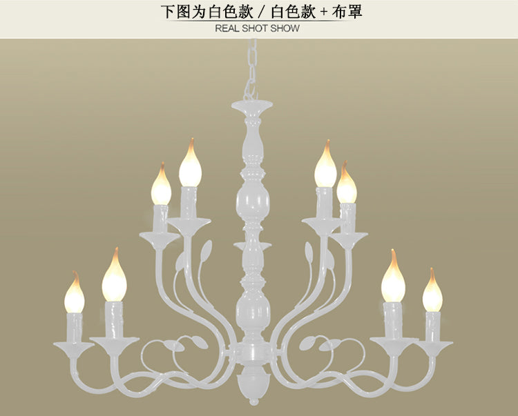 2-Tier Candle Living Room Chandelier Lighting Traditionary Metal 10/12/16 Heads White Hanging Pendant Lamp Clearhalo 'Ceiling Lights' 'Chandeliers' Lighting' options 1913406