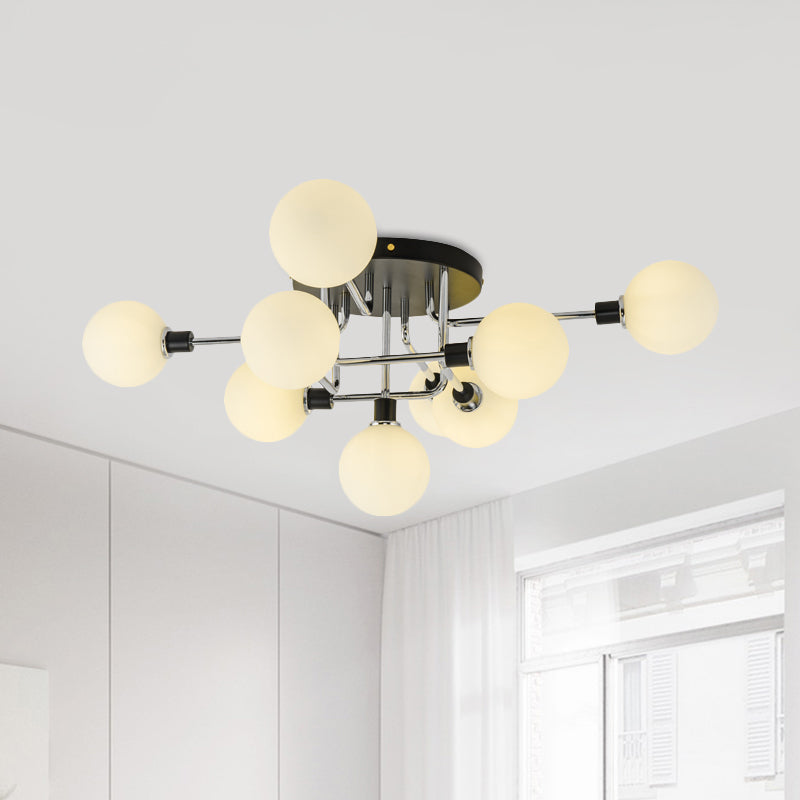 Glass Globe Shade Ceiling Light Contemporary Style Semi Flush Mount Light for Villa Dining Room Clearhalo 'Ceiling Lights' 'Close To Ceiling Lights' 'Close to ceiling' 'Glass shade' 'Glass' 'Semi-flushmount' Lighting' 1913508