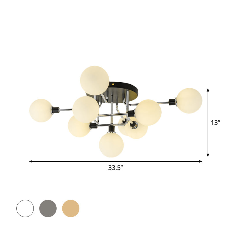 Glass Globe Shade Ceiling Light Contemporary Style Semi Flush Mount Light for Villa Dining Room Clearhalo 'Ceiling Lights' 'Close To Ceiling Lights' 'Close to ceiling' 'Glass shade' 'Glass' 'Semi-flushmount' Lighting' 1913510