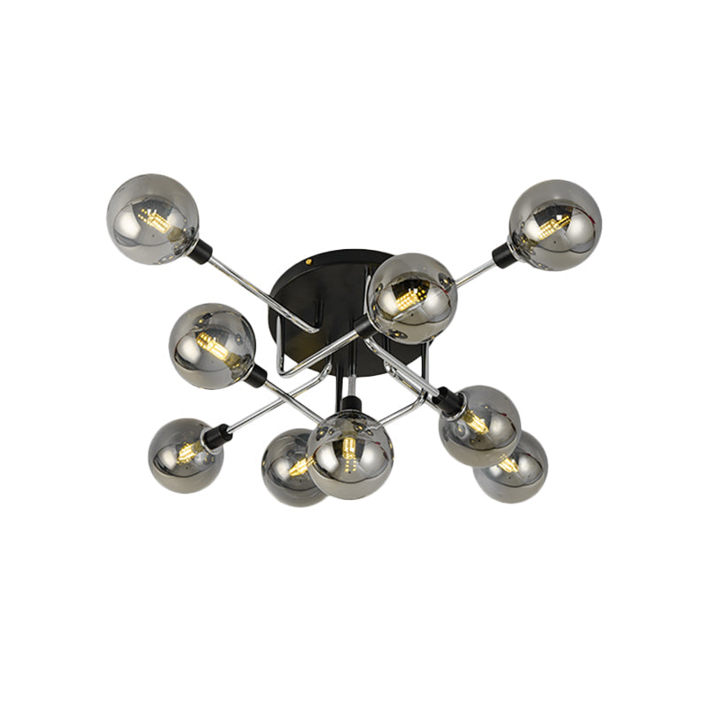 Glass Globe Shade Ceiling Light Contemporary Style Semi Flush Mount Light for Villa Dining Room Clearhalo 'Ceiling Lights' 'Close To Ceiling Lights' 'Close to ceiling' 'Glass shade' 'Glass' 'Semi-flushmount' Lighting' 1913516