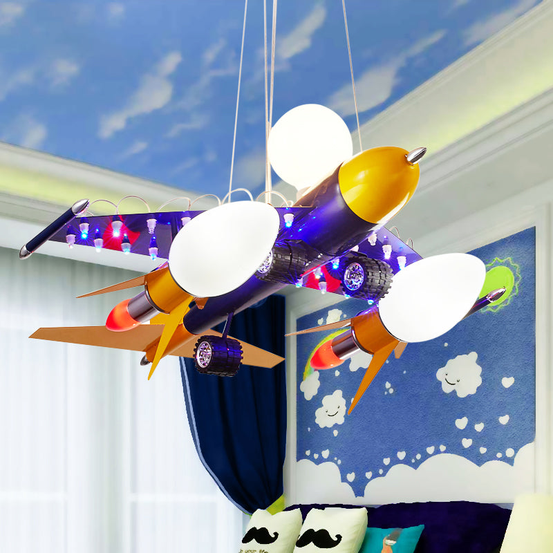 Blue Air Plane Pendant Light Cool Metal Suspension Light for Boys Bedroom Clearhalo 'Ceiling Lights' 'Chandeliers' Lighting' options 191501
