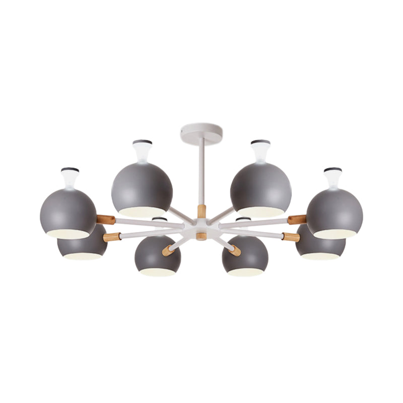Living Room Dome Shape Hanging Light Iron 8 Bulbs Macaron Style Pendant Light Fixture Clearhalo 'Ceiling Lights' 'Chandeliers' Lighting' options 191618