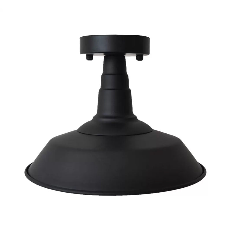 Barn Washroom Flushmount Lighting Rustic Iron Single Bulb Black Semi Flush Mount Ceiling Light Clearhalo 'Ceiling Lights' 'Close To Ceiling Lights' 'Close to ceiling' 'Semi-flushmount' Lighting' 1916484