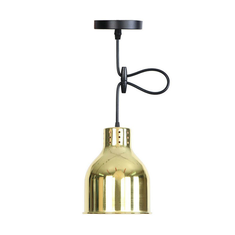 Iron Bell/Cone/Trumpet Pendant Light Kit Vintage 1 Head Living Room Down Lighting with Vent Hole in Gold Gold Oval Clearhalo 'Art Deco Pendants' 'Cast Iron' 'Ceiling Lights' 'Ceramic' 'Crystal' 'Industrial Pendants' 'Industrial' 'Metal' 'Middle Century Pendants' 'Pendant Lights' 'Pendants' 'Tiffany' Lighting' 1916554