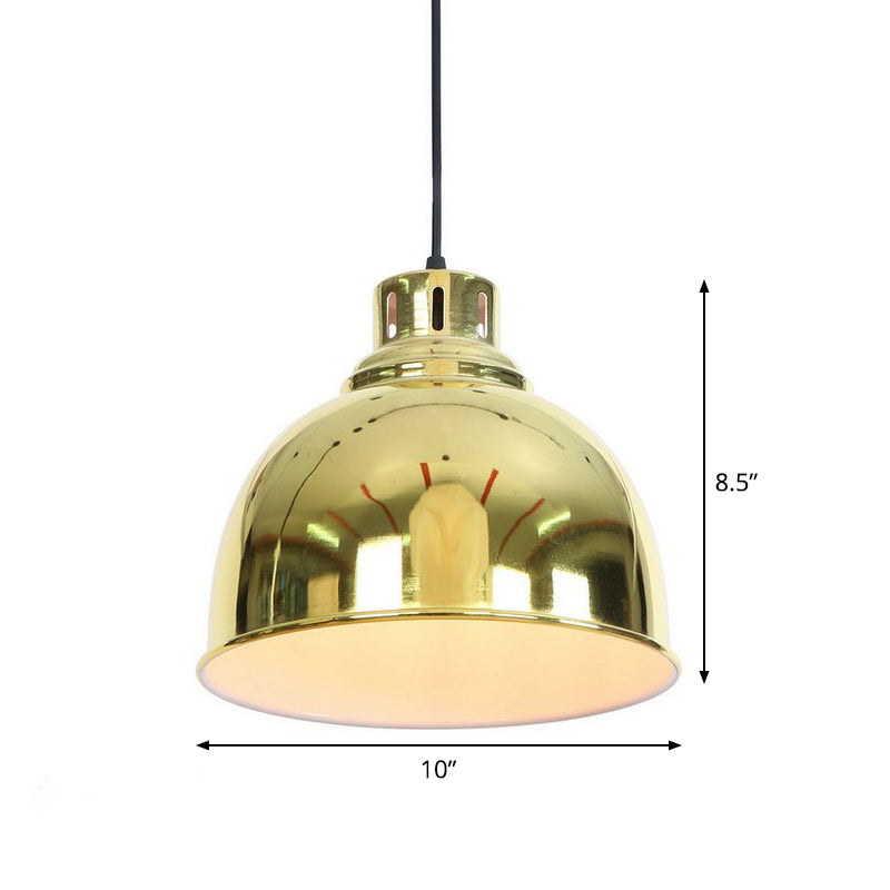 Iron Bell/Cone/Trumpet Pendant Light Kit Vintage 1 Head Living Room Down Lighting with Vent Hole in Gold Clearhalo 'Art Deco Pendants' 'Cast Iron' 'Ceiling Lights' 'Ceramic' 'Crystal' 'Industrial Pendants' 'Industrial' 'Metal' 'Middle Century Pendants' 'Pendant Lights' 'Pendants' 'Tiffany' Lighting' 1916559