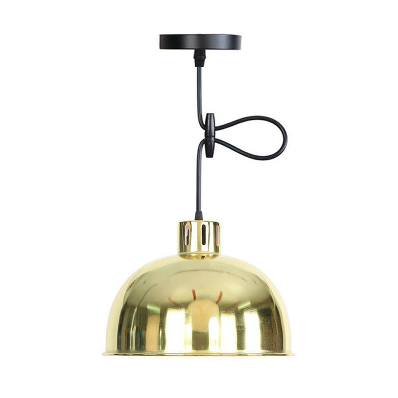 Iron Bell/Cone/Trumpet Pendant Light Kit Vintage 1 Head Living Room Down Lighting with Vent Hole in Gold Gold Semicircle Clearhalo 'Art Deco Pendants' 'Cast Iron' 'Ceiling Lights' 'Ceramic' 'Crystal' 'Industrial Pendants' 'Industrial' 'Metal' 'Middle Century Pendants' 'Pendant Lights' 'Pendants' 'Tiffany' Lighting' 1916566