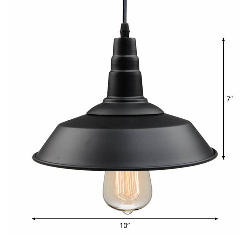 1 Bulb Barn Ceiling Light Countryside Black Metallic Hanging Pendant for Restaurant Clearhalo 'Art Deco Pendants' 'Black' 'Cast Iron' 'Ceiling Lights' 'Ceramic' 'Crystal' 'Industrial Pendants' 'Industrial' 'Metal' 'Middle Century Pendants' 'Pendant Lights' 'Pendants' 'Rustic Pendants' 'Tiffany' Lighting' 1916572-sw