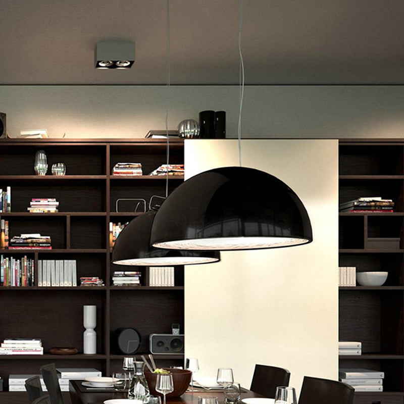 Hemispherical Resin Pendulum Light Industrial 16"/23" W Single Living Room Pendant Lamp in Black/White with Carved Rose Inside Clearhalo 'Art Deco Pendants' 'Black' 'Cast Iron' 'Ceiling Lights' 'Ceramic' 'Crystal' 'Industrial Pendants' 'Industrial' 'Metal' 'Middle Century Pendants' 'Pendant Lights' 'Pendants' 'Rustic Pendants' 'Tiffany' Lighting' 1916576