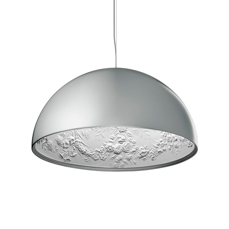 Hemispherical Resin Pendulum Light Industrial 16"/23" W Single Living Room Pendant Lamp in Black/White with Carved Rose Inside Clearhalo 'Art Deco Pendants' 'Black' 'Cast Iron' 'Ceiling Lights' 'Ceramic' 'Crystal' 'Industrial Pendants' 'Industrial' 'Metal' 'Middle Century Pendants' 'Pendant Lights' 'Pendants' 'Rustic Pendants' 'Tiffany' Lighting' 1916583