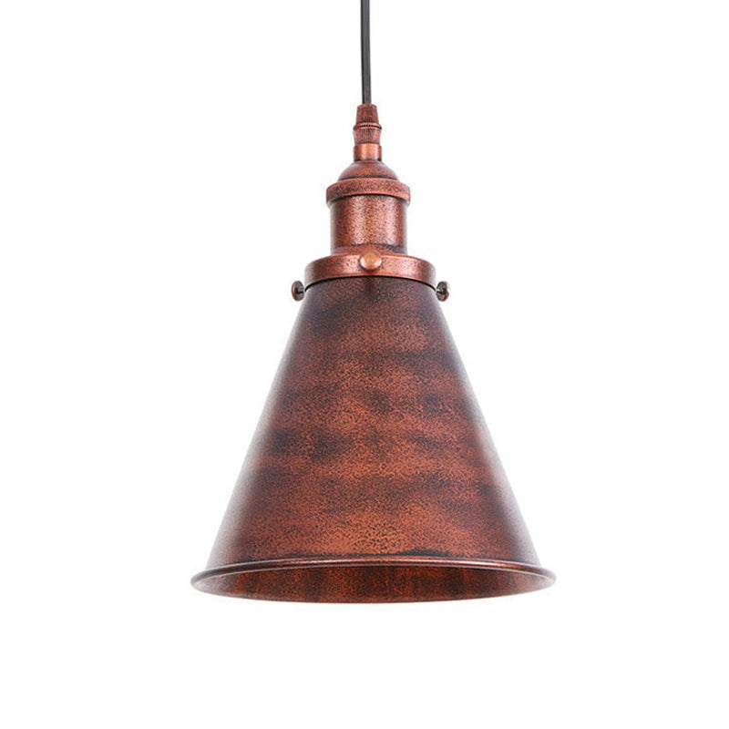 Rust/Copper/Brass Horn Shaped Pendant Lighting Industrial Metal 1-Light Bedside Pendulum Light Clearhalo 'Art Deco Pendants' 'Black' 'Cast Iron' 'Ceiling Lights' 'Ceramic' 'Crystal' 'Industrial Pendants' 'Industrial' 'Metal' 'Middle Century Pendants' 'Pendant Lights' 'Pendants' 'Rustic Pendants' 'Tiffany' Lighting' 1916692