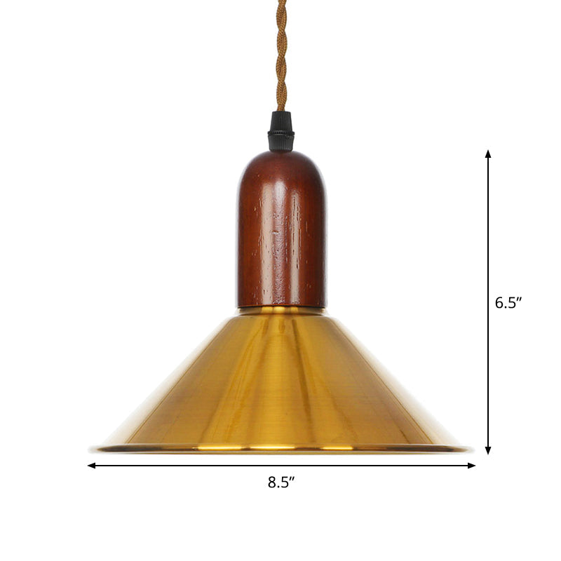 Bronze Finish Disc/Dome/Cone Ceiling Lamp Antiqued Iron Single-Bulb Dining Room Hanging Pendant Light Clearhalo 'Art Deco Pendants' 'Cast Iron' 'Ceiling Lights' 'Ceramic' 'Crystal' 'Industrial Pendants' 'Industrial' 'Metal' 'Middle Century Pendants' 'Pendant Lights' 'Pendants' 'Tiffany' Lighting' 1916808