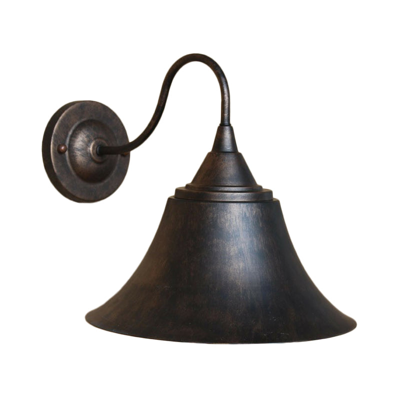 Iron Carillon Wall Lighting Ideas Rural 1-Light Bistro Gooseneck Wall Mounted Light in Black/Antique Black/Rust Clearhalo 'Art deco wall lights' 'Cast Iron' 'Glass' 'Industrial wall lights' 'Industrial' 'Middle century wall lights' 'Modern' 'Rustic wall lights' 'Tiffany' 'Traditional wall lights' 'Wall Lamps & Sconces' 'Wall Lights' Lighting' 1916978