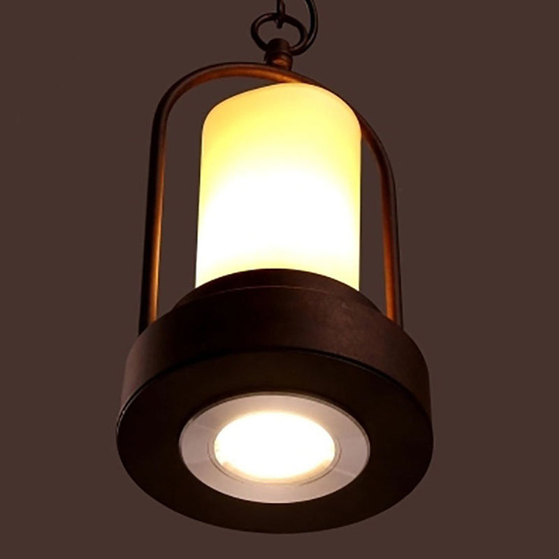 Rust Arched Frame Pendant Lighting Retro Metallic Single Kitchen Bar Down Lighting with Candle and Rope Accent Clearhalo 'Art Deco Pendants' 'Cast Iron' 'Ceiling Lights' 'Ceramic' 'Crystal' 'Industrial Pendants' 'Industrial' 'Metal' 'Middle Century Pendants' 'Pendant Lights' 'Pendants' 'Tiffany' Lighting' 1917264