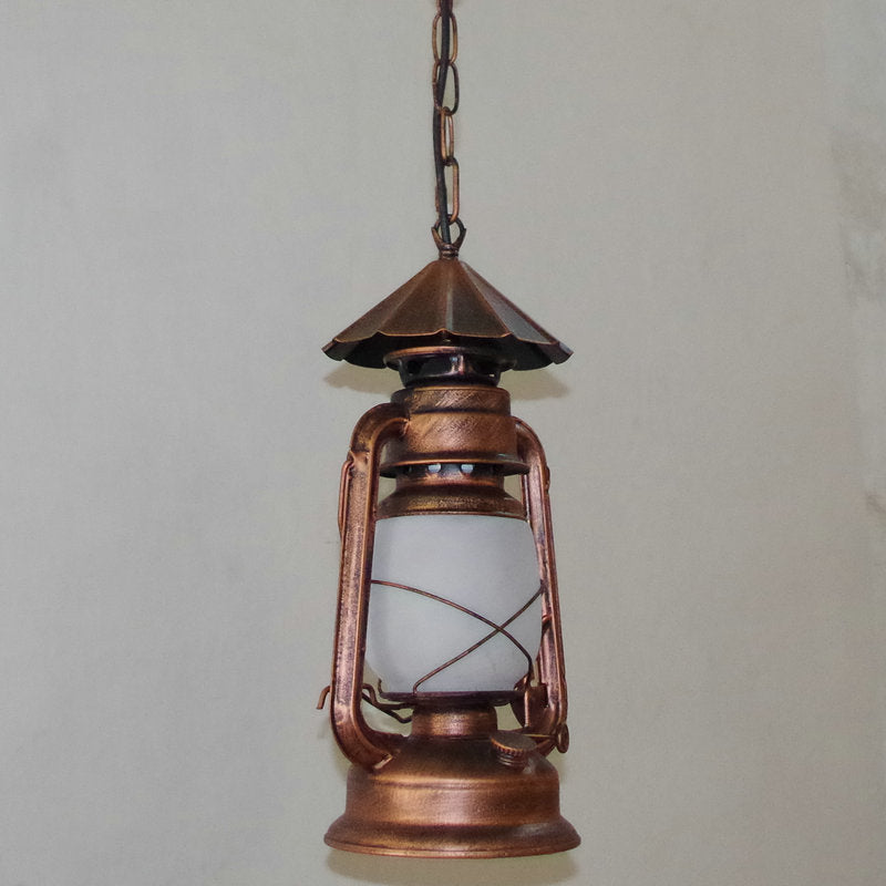 Clear/Frosted Glass Kerosene Pendant Light Rustic 1 Bulb Dining Room Ceiling Suspension Lamp in Bronze/Copper/Black Copper B Clearhalo 'Art Deco Pendants' 'Black' 'Cast Iron' 'Ceiling Lights' 'Ceramic' 'Crystal' 'Industrial Pendants' 'Industrial' 'Metal' 'Middle Century Pendants' 'Pendant Lights' 'Pendants' 'Rustic Pendants' 'Tiffany' Lighting' 1917368