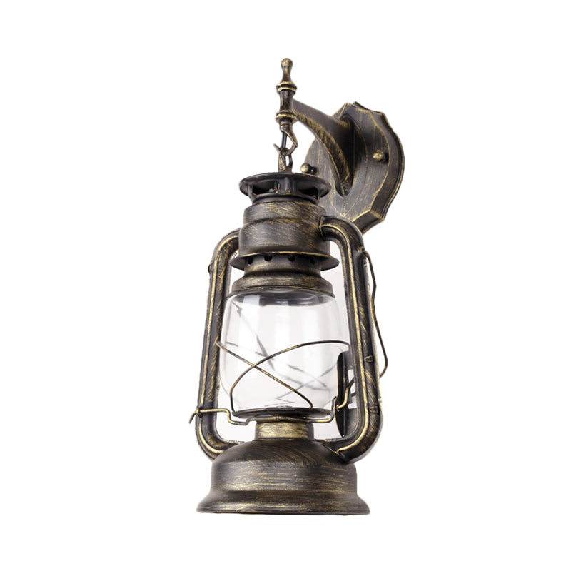 Transparent Glass Bronze/Black Wall Light Kerosene 1 Bulb Nautical Wall Mounted Lamp for Foyer Clearhalo 'Art deco wall lights' 'Cast Iron' 'Glass' 'Industrial wall lights' 'Industrial' 'Middle century wall lights' 'Modern' 'Rustic wall lights' 'Tiffany' 'Traditional wall lights' 'Wall Lamps & Sconces' 'Wall Lights' Lighting' 1917378